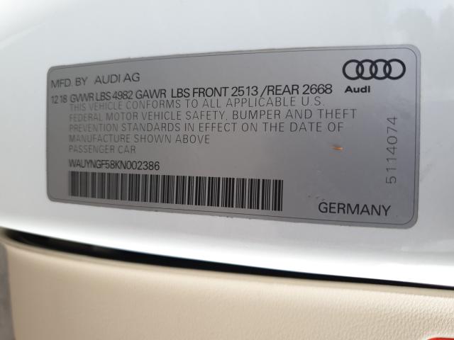 Photo 9 VIN: WAUYNGF58KN002386 - AUDI A5 PREMIUM 