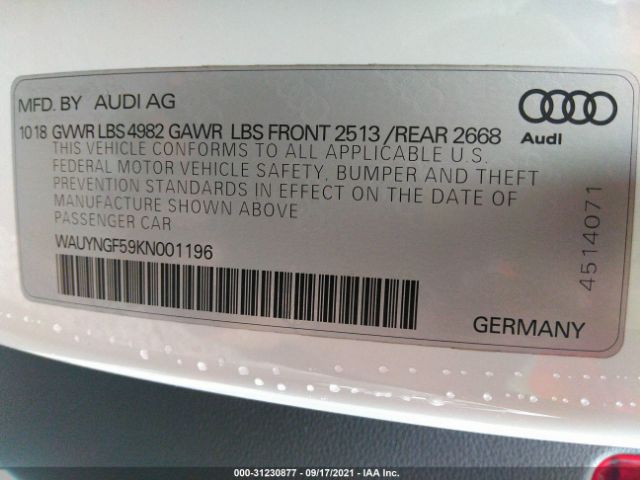 Photo 8 VIN: WAUYNGF59KN001196 - AUDI A5 CABRIOLET 