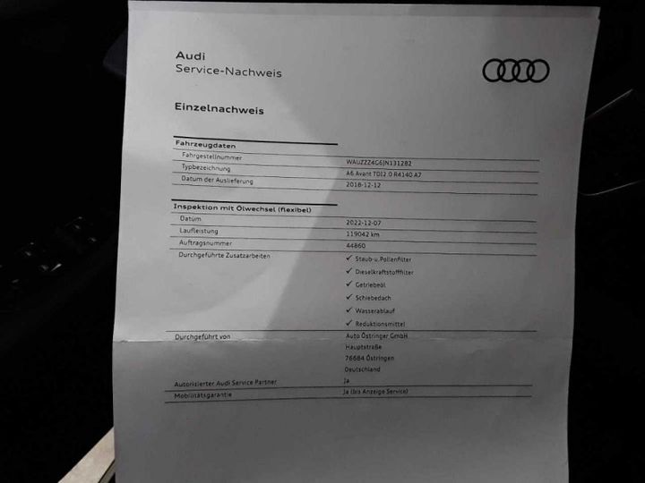 Photo 16 VIN: WAUZZZ4G6JN131282 - AUDI A6 AVANT 2.0 TDI 