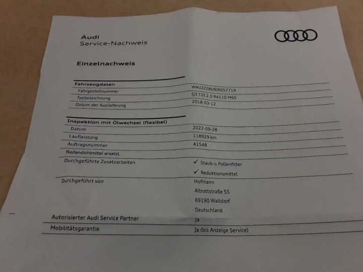 Photo 15 VIN: WAUZZZ8U9JR057719 - AUDI Q3 2.0 TDI 