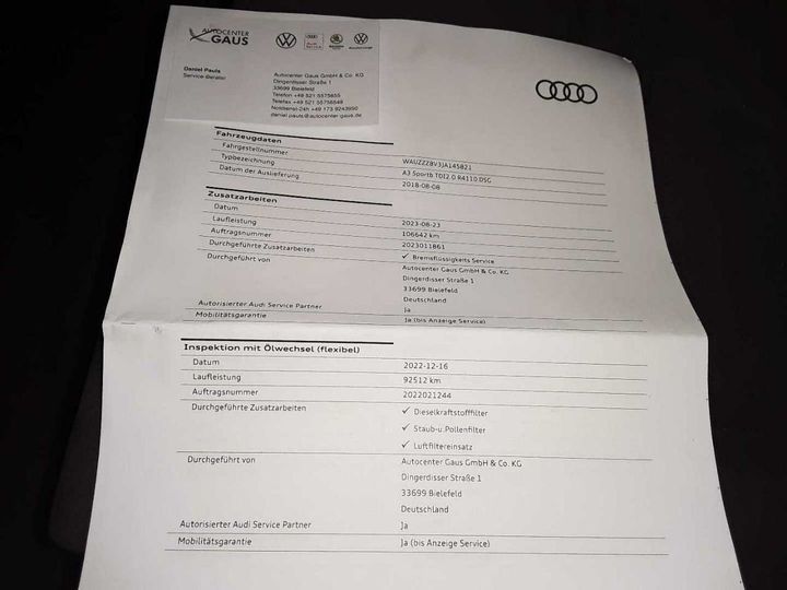 Photo 28 VIN: WAUZZZ8V3JA145821 - AUDI A3 2.0 TDI SPORTBACK 