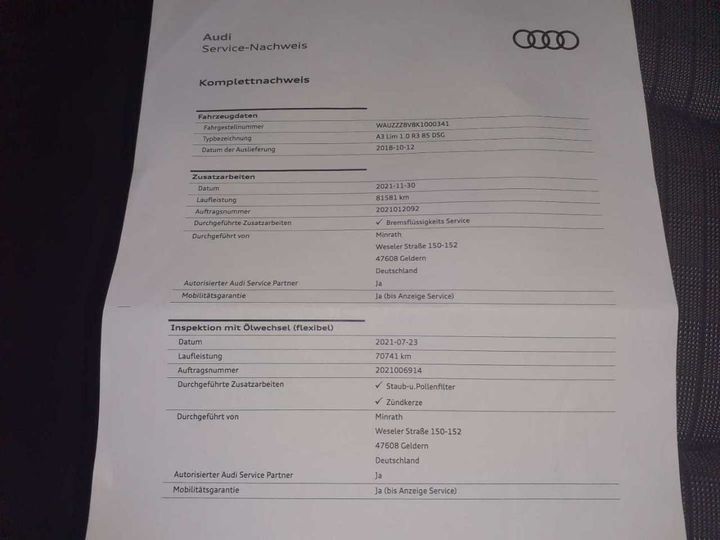 Photo 26 VIN: WAUZZZ8V8K1000341 - AUDI A3 30 TFSI LIMOUSINE 