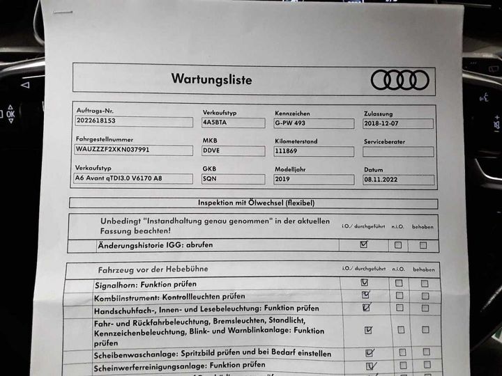 Photo 18 VIN: WAUZZZF2XKN037991 - AUDI A6 AVANT 45 TDI 