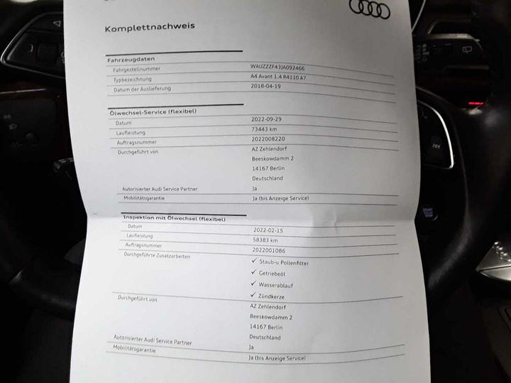 Photo 25 VIN: WAUZZZF43JA092466 - AUDI A4 AVANT 1.4 TFSI S 