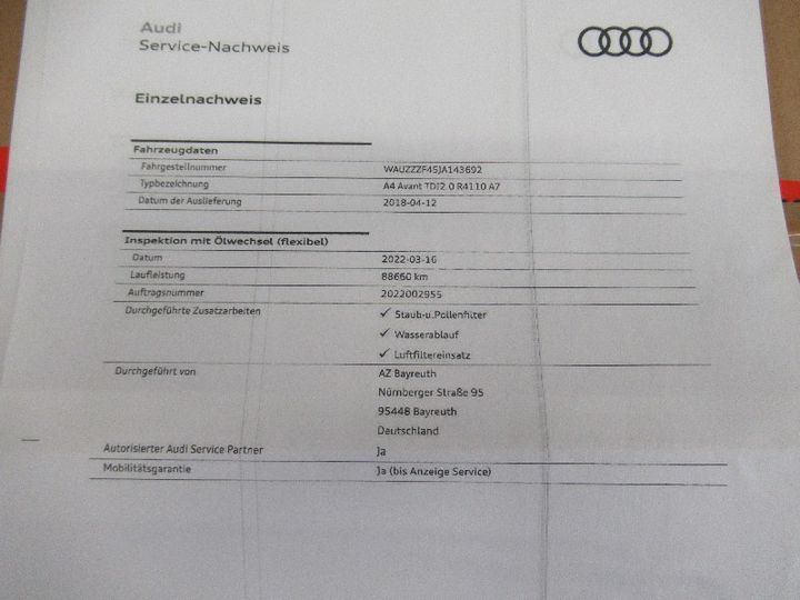 Photo 29 VIN: WAUZZZF45JA143692 - AUDI A4 AVANT (8W5)(08.2015-&GT) 