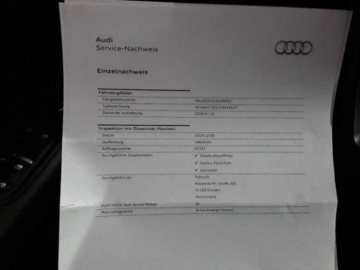 Photo 17 VIN: WAUZZZF45JA209562 - AUDI A4 2.0 TDI 