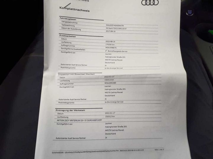 Photo 27 VIN: WAUZZZF46JA004378 - AUDI A4 AVANT 2.0 TDI 