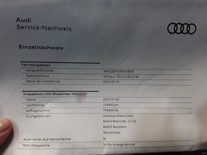 Photo 26 VIN: WAUZZZF47KA074859 - AUDI A4 AVANT 50 TDI 