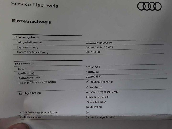 Photo 21 VIN: WAUZZZF49JN002830 - AUDI A4 1.4 TFSI 