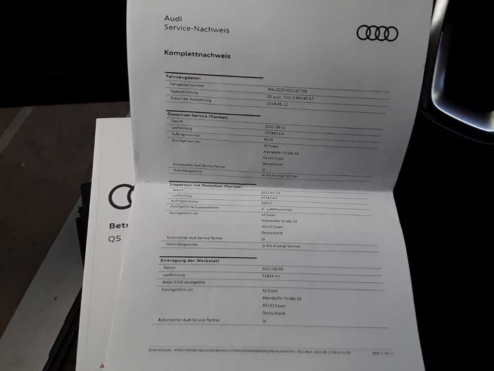 Photo 27 VIN: WAUZZZFY0J2167749 - AUDI Q5 2.0 TDI QUATTRO S 