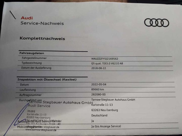 Photo 23 VIN: WAUZZZFY5J2169562 - AUDI Q5 3.0 TDI QUATTRO 