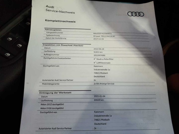 Photo 23 VIN: WAUZZZFY6J2069972 - AUDI Q5 2.0 TDI QUATTRO S 