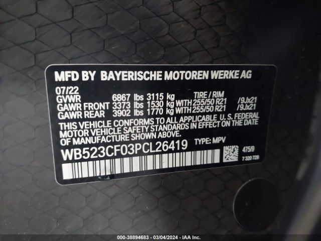 Photo 8 VIN: WB523CF03PCL26419 - BMW IX 