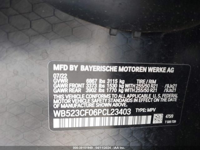 Photo 8 VIN: WB523CF06PCL23403 - BMW IX 