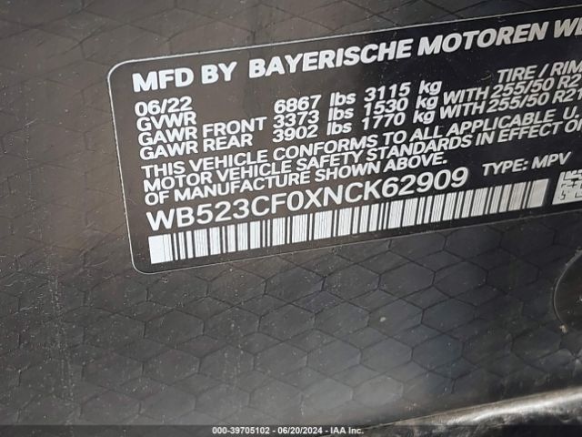 Photo 8 VIN: WB523CF0XNCK62909 - BMW IX XDRIVE5 