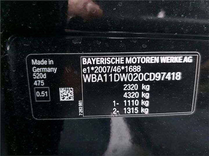 Photo 11 VIN: WBA11DW020CD97418 - BMW 5 DIESEL - 2017 