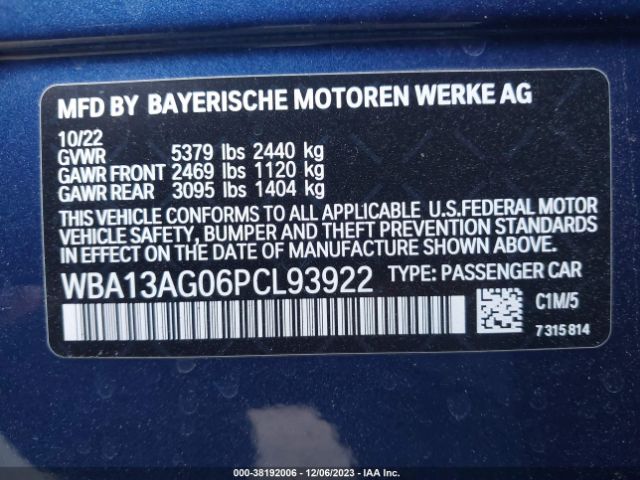 Photo 8 VIN: WBA13AG06PCL93922 - BMW 530E 