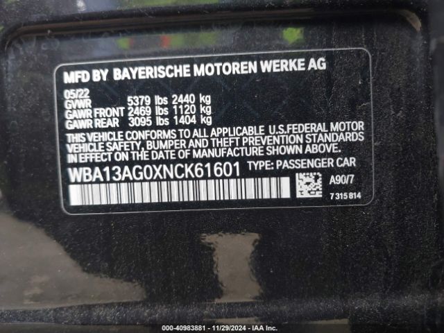 Photo 8 VIN: WBA13AG0XNCK61601 - BMW 530E 