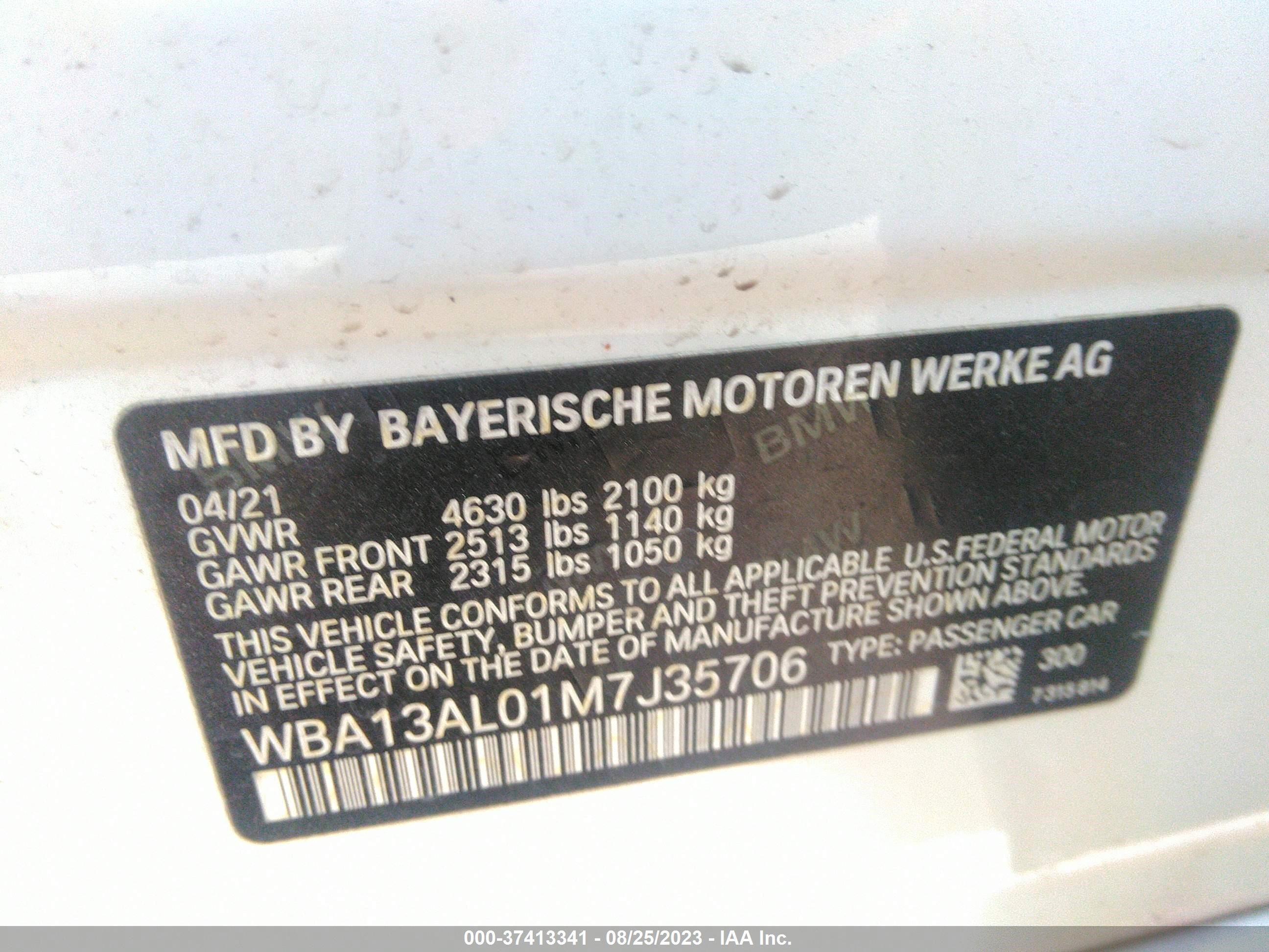 Photo 8 VIN: WBA13AL01M7J35706 - BMW 2ER 