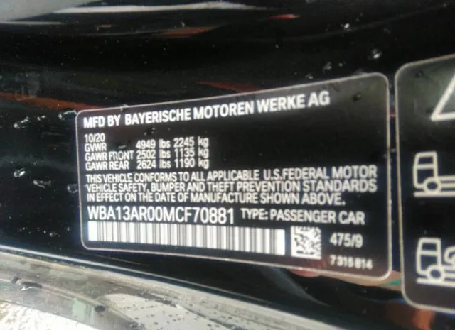 Photo 8 VIN: WBA13AR00MCF70881 - BMW 4 SERIES 