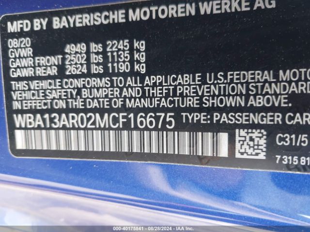 Photo 8 VIN: WBA13AR02MCF16675 - BMW M440I 