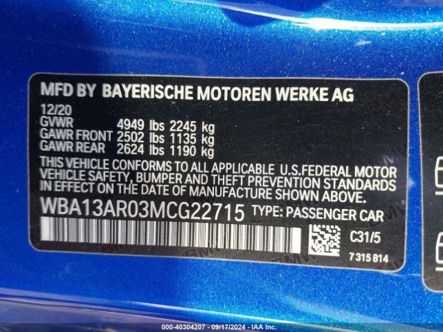 Photo 8 VIN: WBA13AR03MCG22715 - BMW M440I 