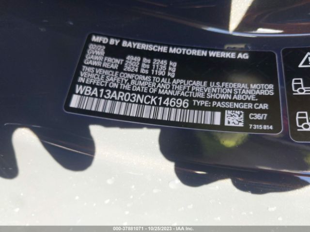 Photo 8 VIN: WBA13AR03NCK14696 - BMW 4 SERIES 