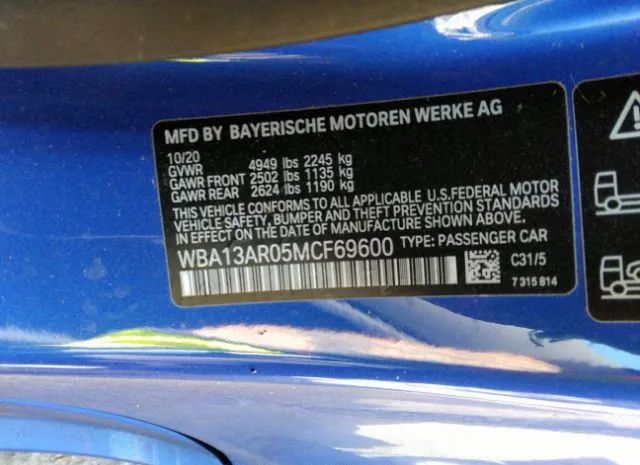 Photo 8 VIN: WBA13AR05MCF69600 - BMW M440I 