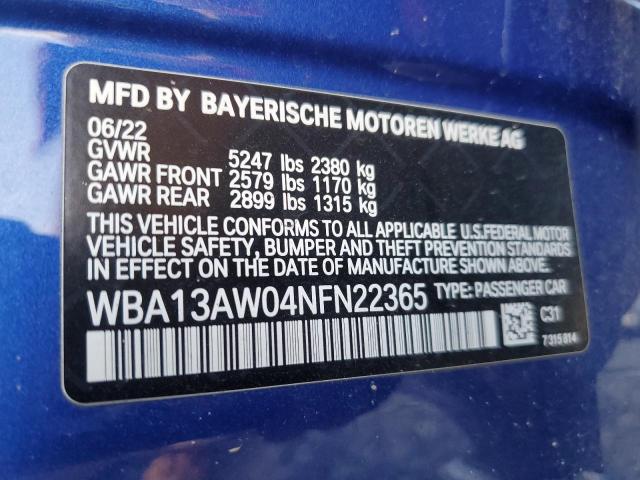 Photo 11 VIN: WBA13AW04NFN22365 - BMW M440XI GRA 