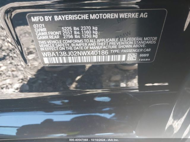 Photo 8 VIN: WBA13BJ02NWX40186 - BMW 530I 