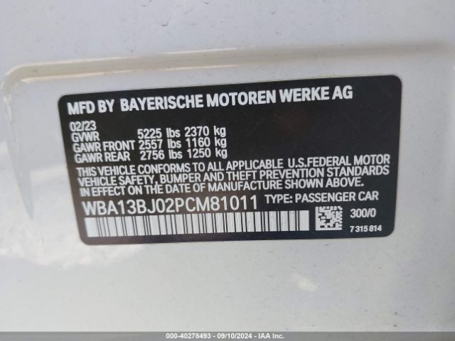 Photo 8 VIN: WBA13BJ02PCM81011 - BMW 530I 