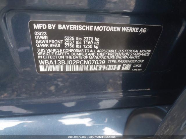 Photo 8 VIN: WBA13BJ02PCN07039 - BMW 530I 