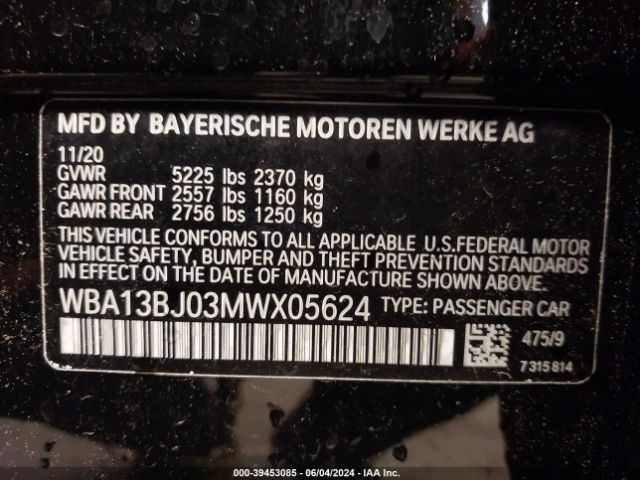 Photo 8 VIN: WBA13BJ03MWX05624 - BMW 530I 