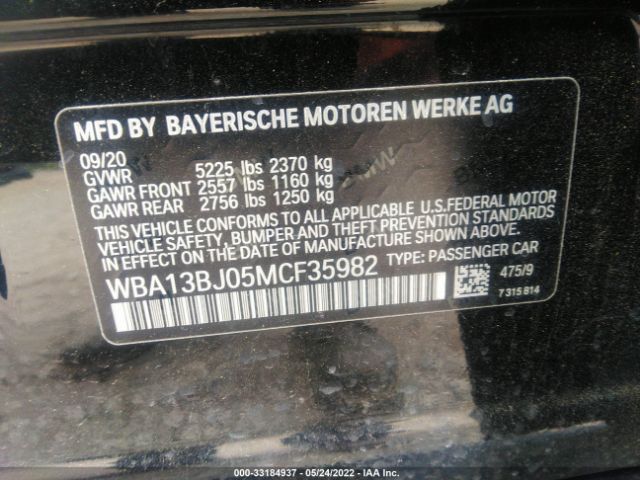 Photo 8 VIN: WBA13BJ05MCF35982 - BMW 5 SERIES 