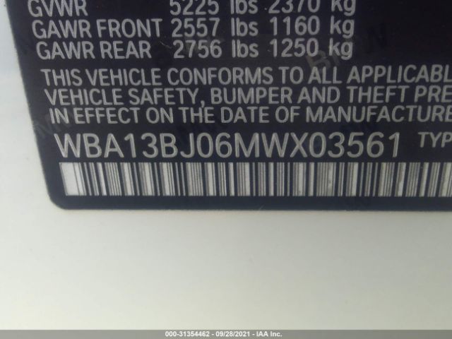 Photo 8 VIN: WBA13BJ06MWX03561 - BMW 5 SERIES 