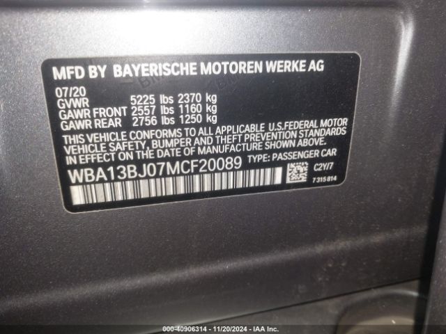 Photo 8 VIN: WBA13BJ07MCF20089 - BMW 530I 