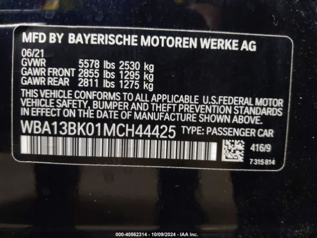 Photo 8 VIN: WBA13BK01MCH44425 - BMW M550I 