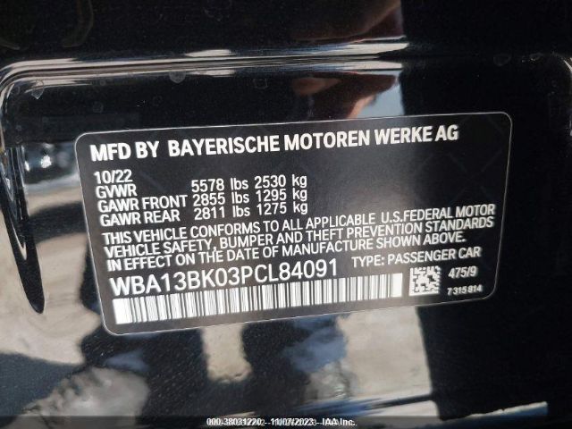 Photo 8 VIN: WBA13BK03PCL84091 - BMW 5ER 