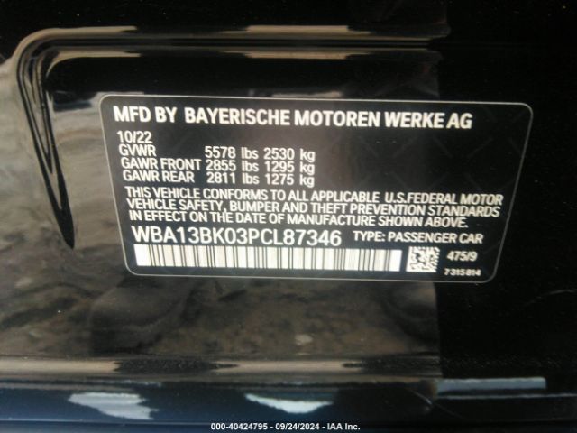 Photo 8 VIN: WBA13BK03PCL87346 - BMW M550I 