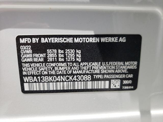 Photo 9 VIN: WBA13BK04NCK43088 - BMW M550XI 