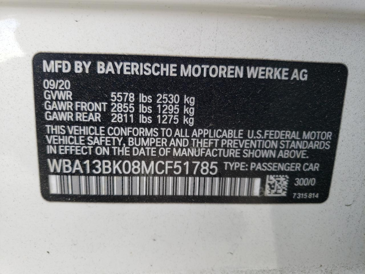 Photo 12 VIN: WBA13BK08MCF51785 - BMW M550I XDRIVE 