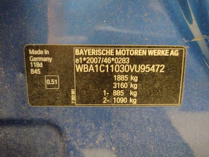 Photo 14 VIN: WBA1C11030VU95472 - BMW BAUREIHE 1 LIM. 5-TRG. 