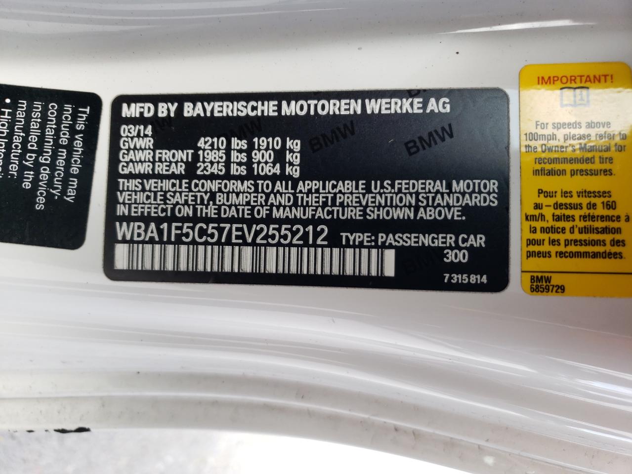 Photo 11 VIN: WBA1F5C57EV255212 - BMW 2ER 