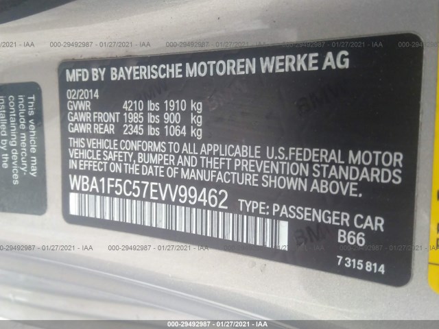 Photo 8 VIN: WBA1F5C57EVV99462 - BMW 2 