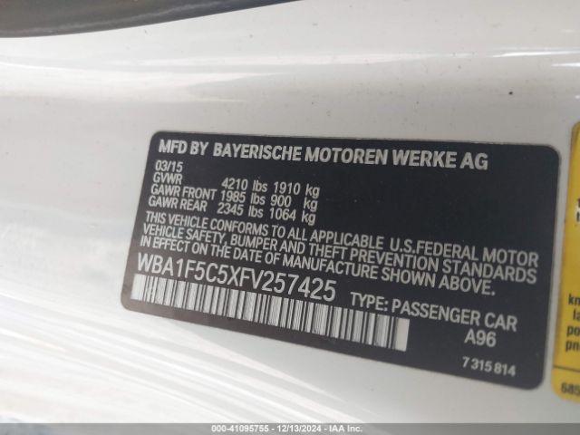 Photo 8 VIN: WBA1F5C5XFV257425 - BMW 228I 