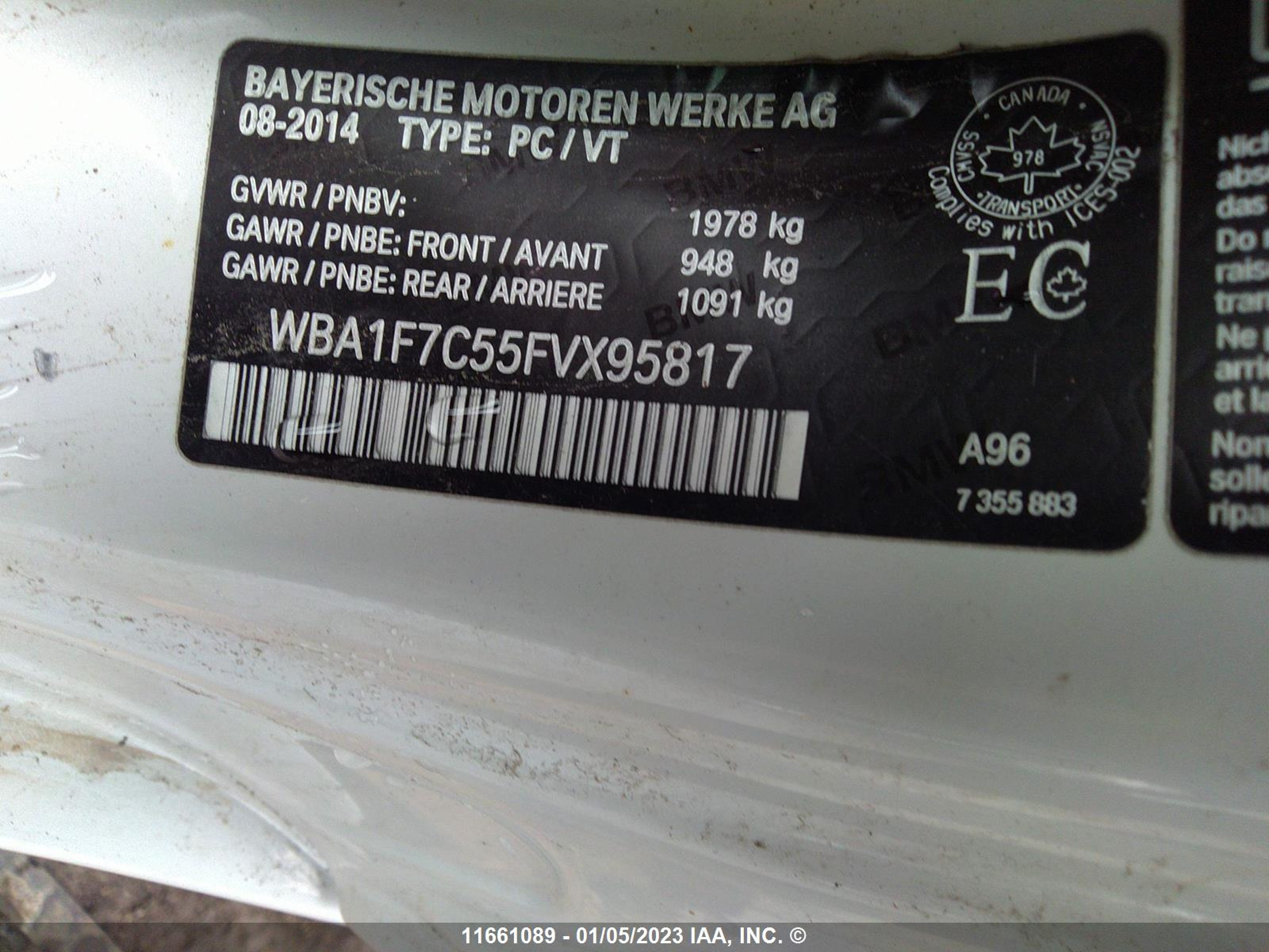 Photo 8 VIN: WBA1F7C55FVX95817 - BMW 2ER 