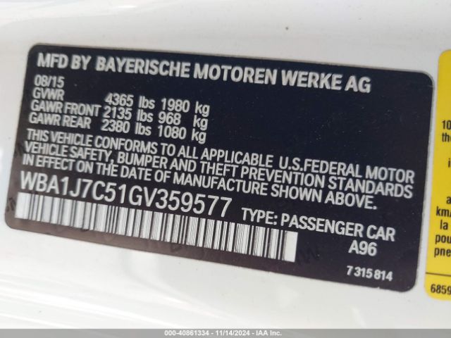 Photo 8 VIN: WBA1J7C51GV359577 - BMW M235I 