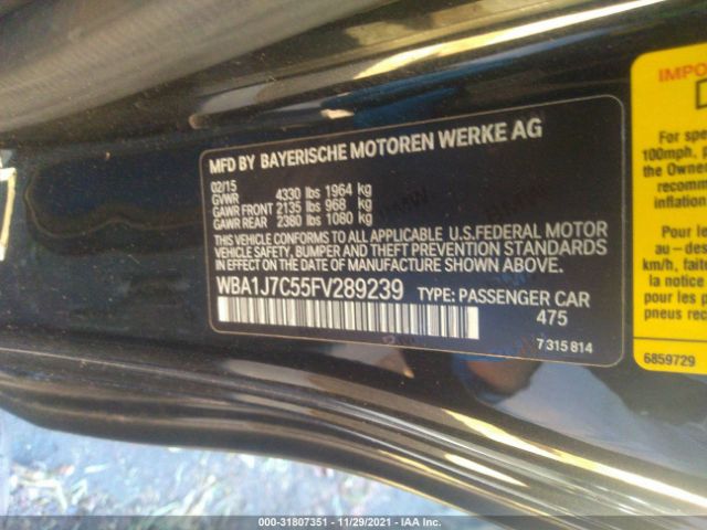 Photo 8 VIN: WBA1J7C55FV289239 - BMW 2 SERIES 