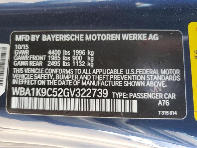 Photo 11 VIN: WBA1K9C52GV322739 - BMW 228 I SULE 