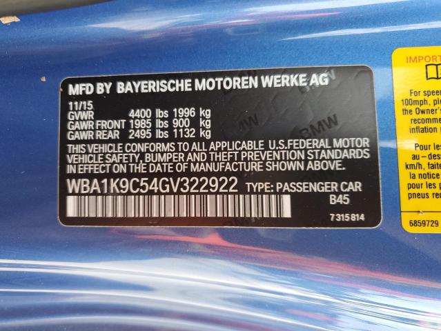 Photo 11 VIN: WBA1K9C54GV322922 - BMW 2 SERIES 